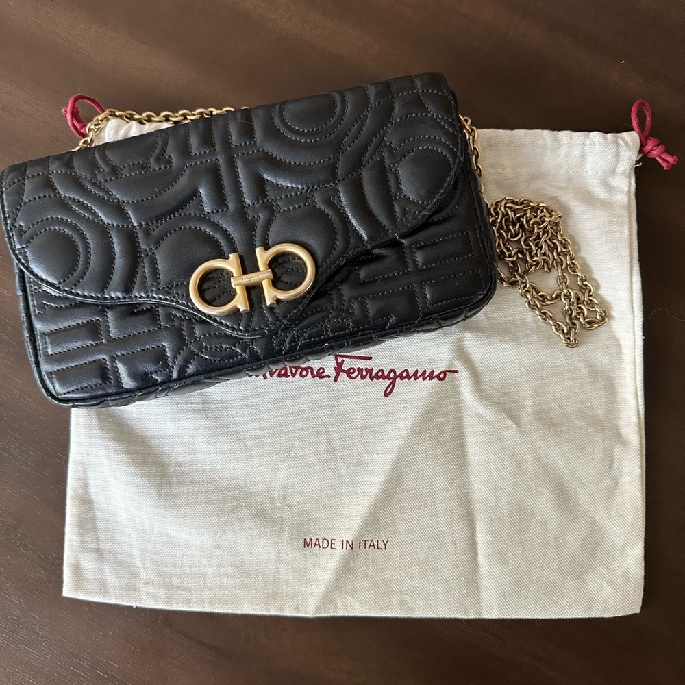 Salvatore Mufasa Gancini Quilted Leather Crossbody